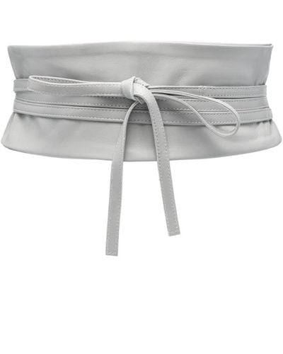 FURLING BY GIANI Wraparound Self-tie Leather Belt - Grey