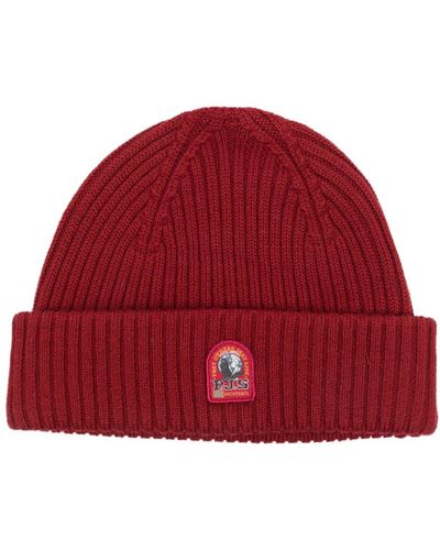 Parajumpers Gerippte Beanie mit Logo-Patch - Rot