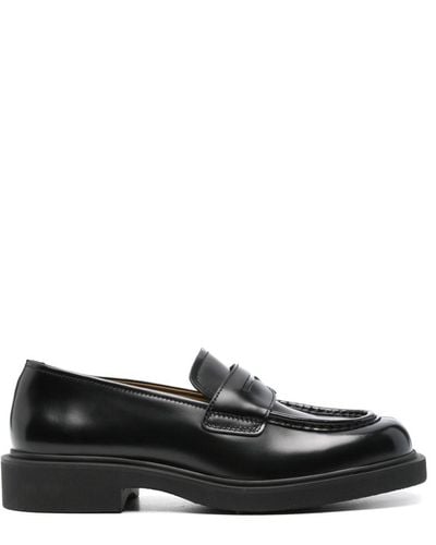 Sandro Penny Slot Leather Loafers - Black