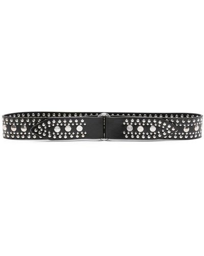 Rabanne Rivet-detail Stud-embellished Leather Belt - Black