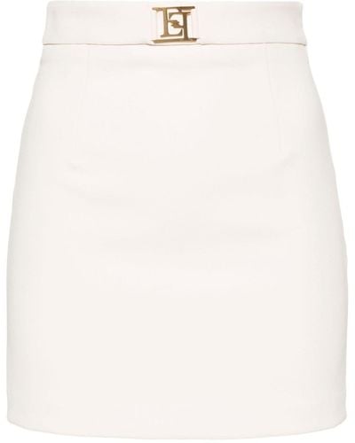 Elisabetta Franchi Minifalda con placa del logo - Blanco