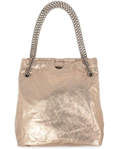 Balenciaga Crush Metallic Tote Bag - Natural