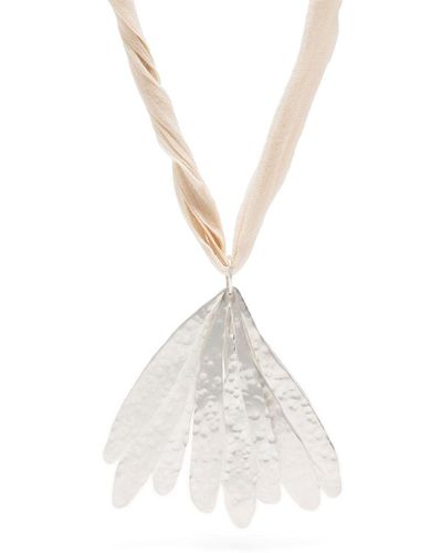 Jil Sander Halskette aus Seide mit Anhänger - Weiß