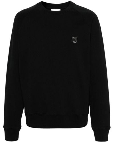 Maison Kitsuné Sweater Met Vossenpatch - Zwart