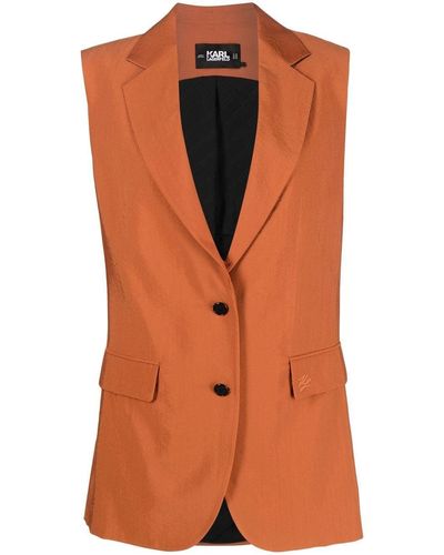 Karl Lagerfeld Veston en laine à coupe mi-longue - Orange