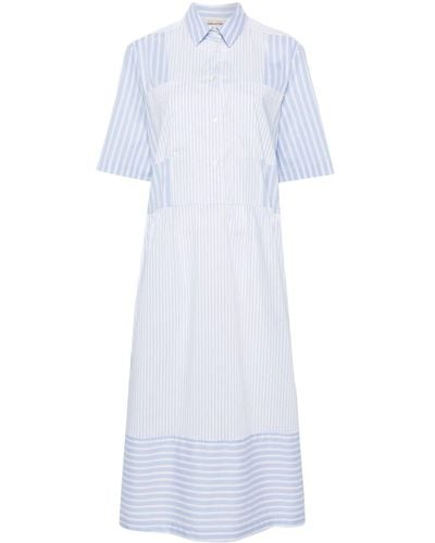 Semicouture Patchwork-design Striped Shirt Dress - White