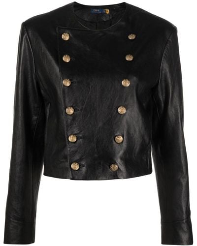 Polo Ralph Lauren Double-breasted Leather Jacket - Black