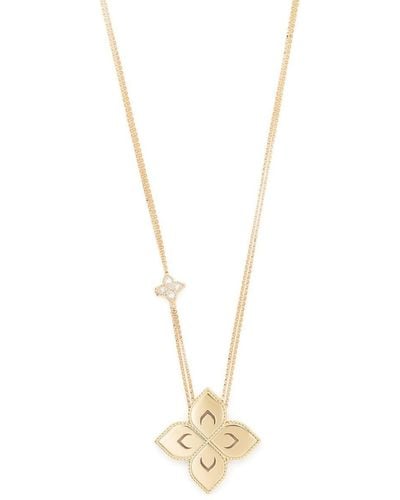 Roberto Coin 18kt Yellow Gold Princess Flower Pendant Necklace - White