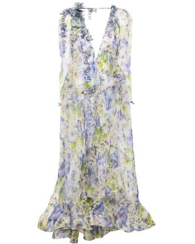 Zimmermann Natura V-neck Floral Dress - ブルー