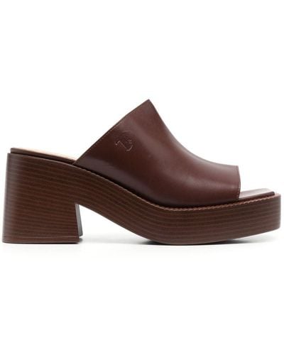 Tod's 80mm Leather Platform Mules - Brown