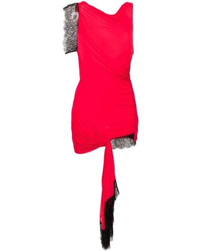 Christopher Esber Galathea Asymmetric Mini Dress - Women's - Rayon/polyamide/polyester - Red