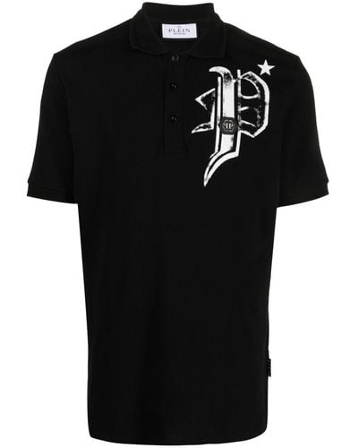 Philipp Plein Skull & Bones Jersey Polo Shirt - Black