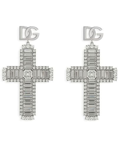 Dolce & Gabbana Kim Dolce&gabbana Rhinestone-embellished Cross Earrings - White