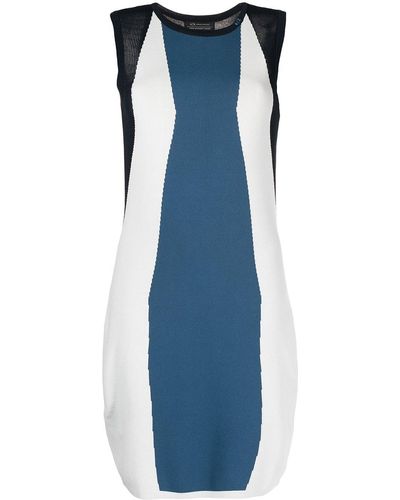 Armani Exchange Graphic Intarsia Knitted Dress - Blue