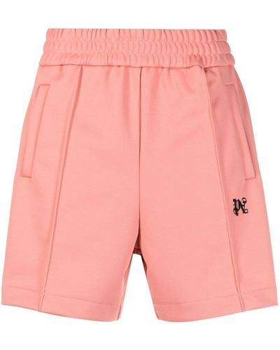 Palm Angels Monogram-embroidered Track Shorts - Pink