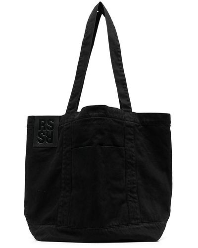 Raf Simons Logo-patch Denim Tote Bag - Black