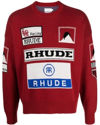 Rhude Ayrton Intarsia-knit Sweater - Red