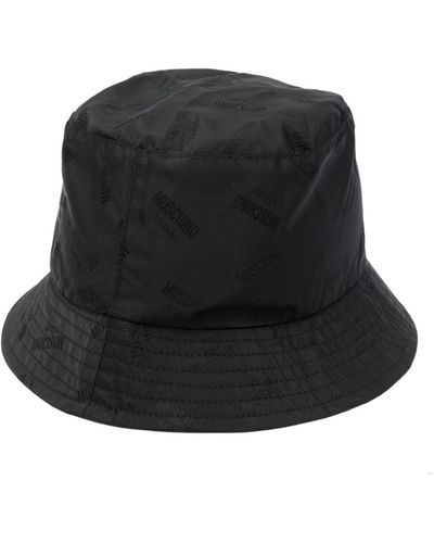 Moschino Cappello bucket con logo jacquard - Nero