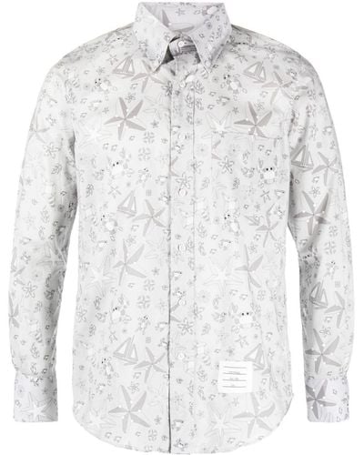 Thom Browne Hemd mit Print - Weiß