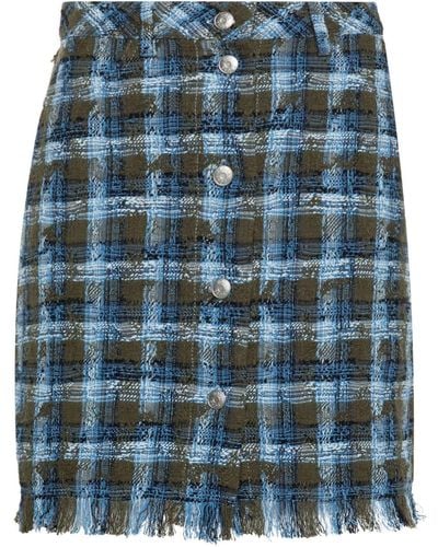 BOSS Tweed Check Mini Skirt - Blue
