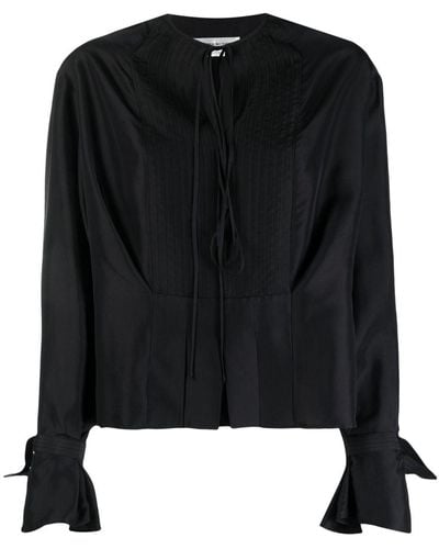 Victoria Beckham Silk Long-sleeve Blouse - Black