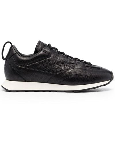 Giorgio Armani Paneled Lace-up Leather Sneakers - Black