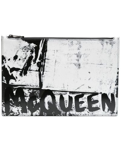 Alexander McQueen Bolso de mano con motivo abstracto - Blanco