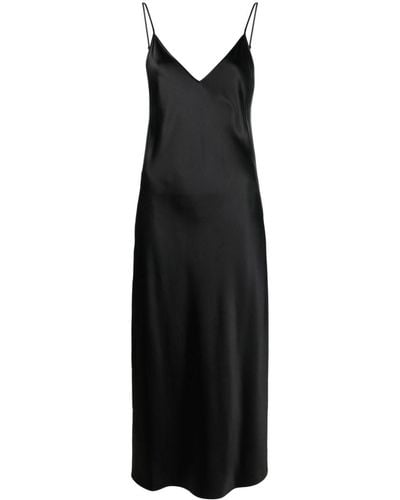 JOSEPH Clea Silk Satin Flared Dress - Black