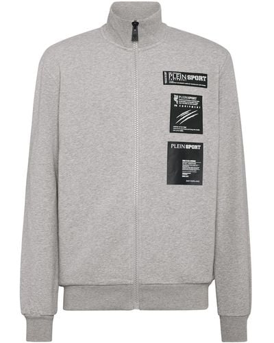 Philipp Plein Logo-appliqué Mélange-effect Track Jacket - Grey