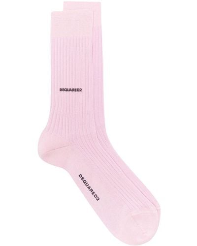 DSquared² Logo-printed Cotton Socks - Pink