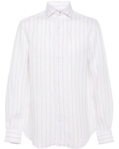 BOGGI Striped Linen Shirt - White