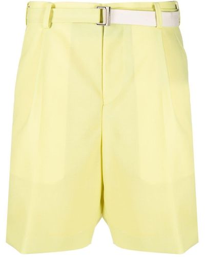 Sacai Belted-waist Bermuda Shorts - Yellow