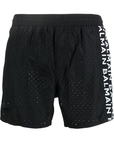 Balmain Logo Print Track Shorts - Black