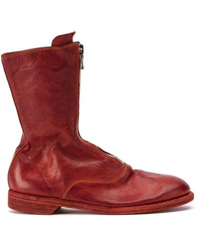 Guidi Zipped Ankle Boots - Red