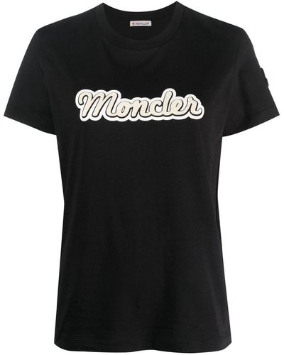 Moncler T-Shirt mit Logo-Print - Schwarz