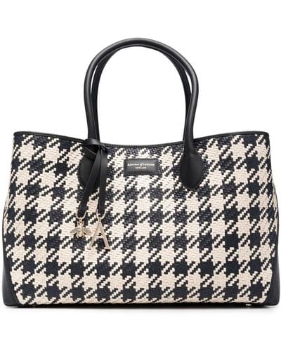 Aspinal of London London Houndstooth Woven Tote Bag - Black