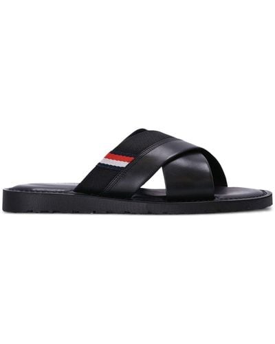 Tommy Hilfiger Crossover-strap Leather Sandals - Black
