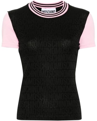 Moschino T-shirt à logo en jacquard - Noir