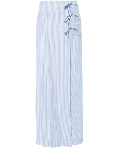 Alberta Ferretti Pleat-detail Striped Midi Skirt - Blue