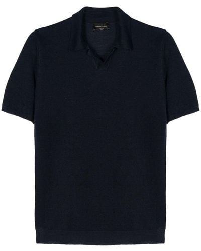Roberto Collina Knitted linen polo shirt - Blau