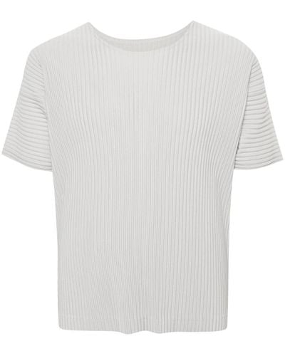 Homme Plissé Issey Miyake Basic プリーツ Tシャツ - ホワイト