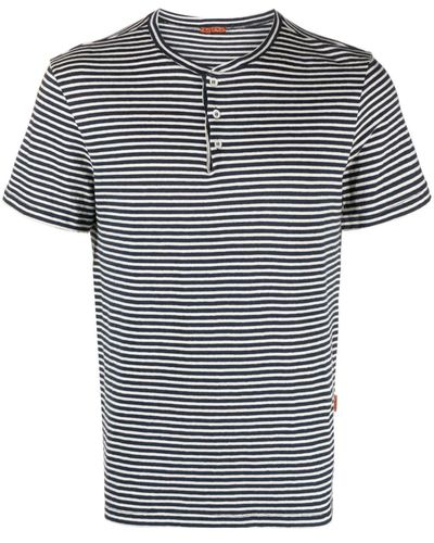 Barena Stripe-print Band-collar T-shirt - Black