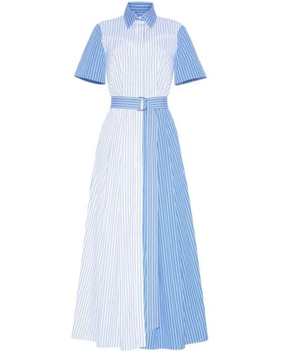 Adam Lippes Leighton Stripe-print Poplin Shirt Dress - Blue
