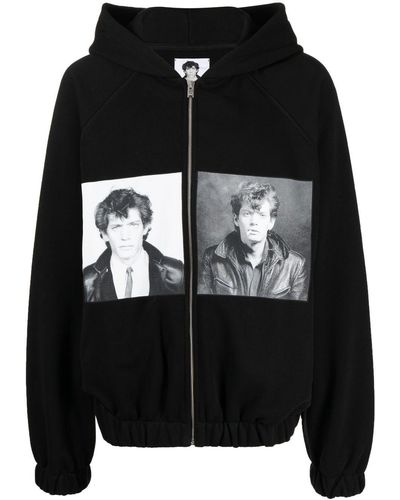 MISBHV Graphic-print Zip-up Hoodie - Black