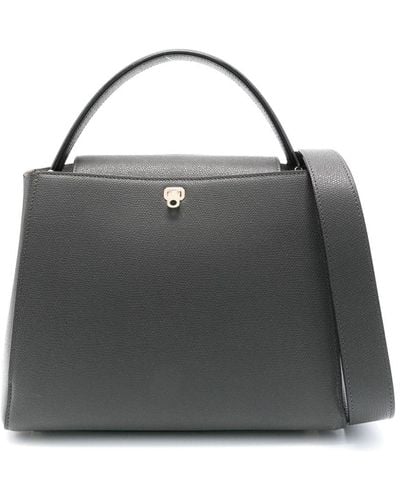 Valextra Medium Brera Leather Tote Bag - Black