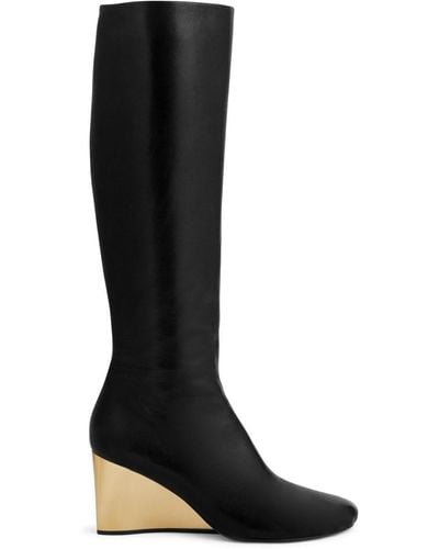 Rabanne Wedge Heel Below-the-knee Boots - Black