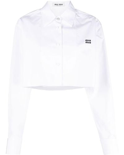 Miu Miu Camisa corta de manga larga - Blanco