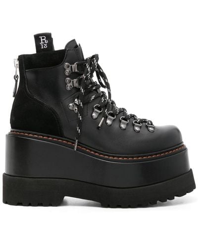 R13 Trailblazer Leather Platform Boots - Black