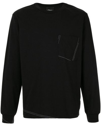 3.1 Phillip Lim Ls Tshirt W Contrast Stitching - ブラック