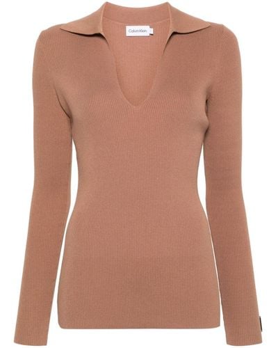 Calvin Klein Fine-ribbed Sweater - Brown